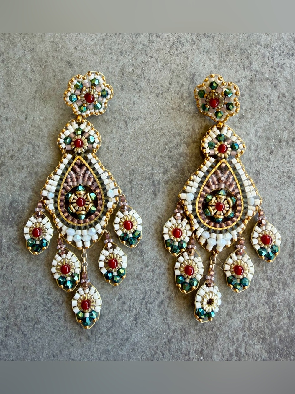 NWOT - Miguel Ases Carnelian and Swarovski Earrings